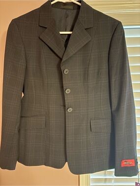 Women's RJ Classics Charcoal Plaid Suit Jacket - Tailored Blazer
